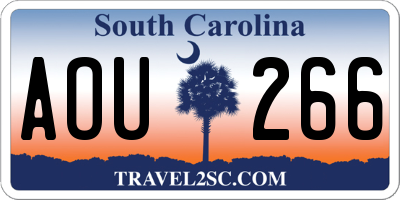 SC license plate AOU266