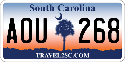 SC license plate AOU268