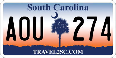 SC license plate AOU274