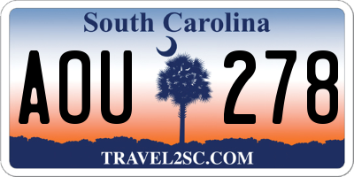 SC license plate AOU278