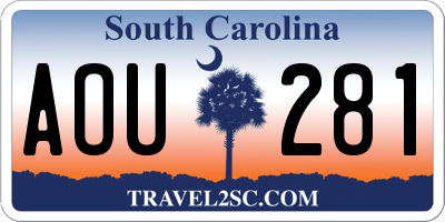 SC license plate AOU281