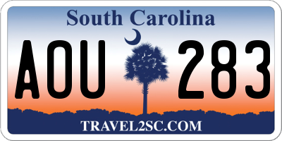 SC license plate AOU283