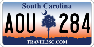 SC license plate AOU284