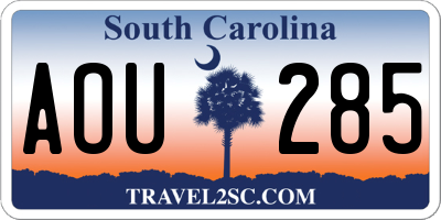 SC license plate AOU285