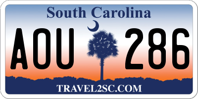 SC license plate AOU286