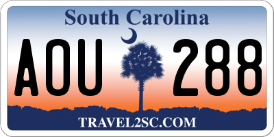 SC license plate AOU288