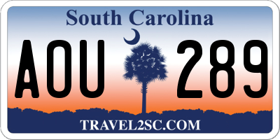 SC license plate AOU289
