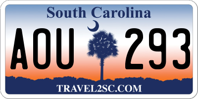 SC license plate AOU293