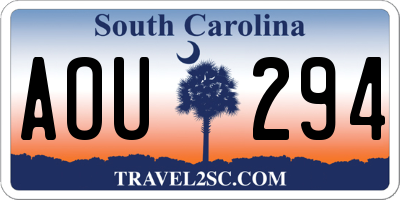 SC license plate AOU294