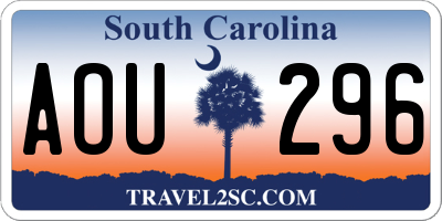 SC license plate AOU296