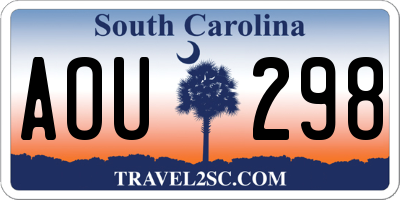 SC license plate AOU298