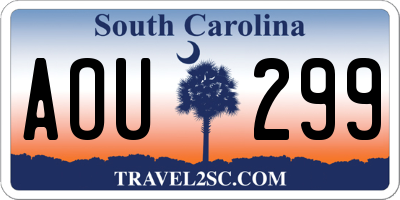 SC license plate AOU299