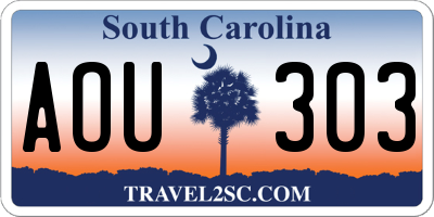SC license plate AOU303