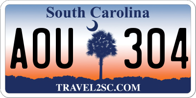 SC license plate AOU304