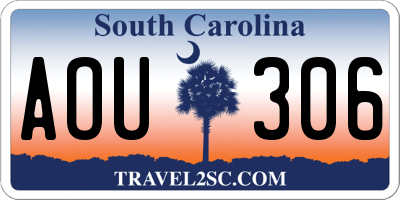 SC license plate AOU306