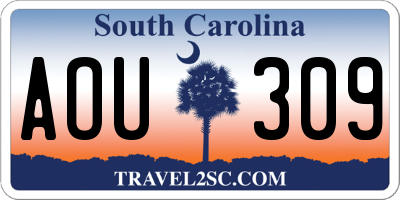 SC license plate AOU309
