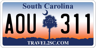 SC license plate AOU311