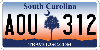 SC license plate AOU312