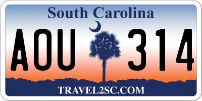 SC license plate AOU314