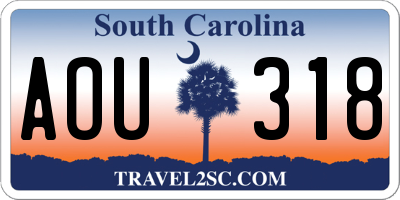 SC license plate AOU318