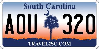 SC license plate AOU320