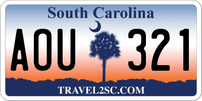 SC license plate AOU321