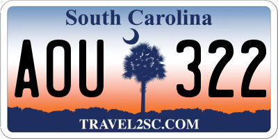 SC license plate AOU322