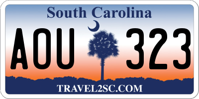 SC license plate AOU323