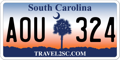 SC license plate AOU324