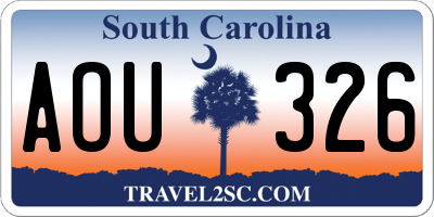 SC license plate AOU326