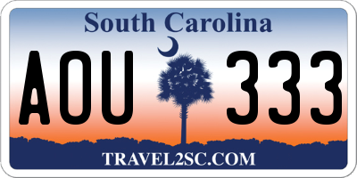 SC license plate AOU333