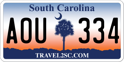SC license plate AOU334