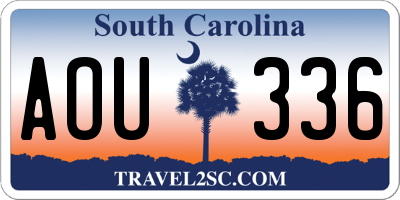 SC license plate AOU336