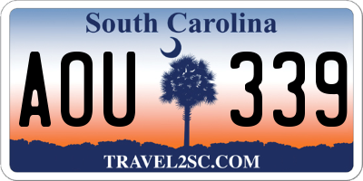 SC license plate AOU339