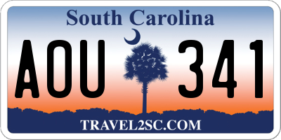 SC license plate AOU341