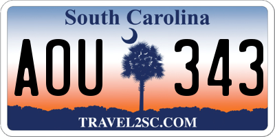 SC license plate AOU343