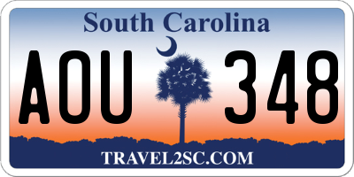 SC license plate AOU348