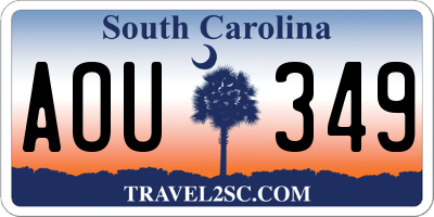 SC license plate AOU349