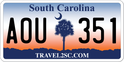 SC license plate AOU351