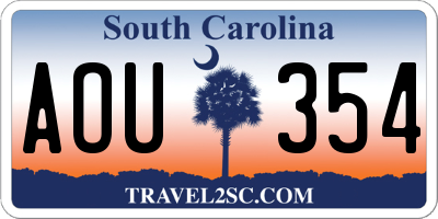 SC license plate AOU354