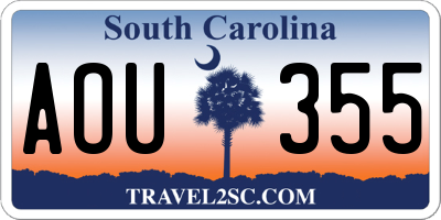 SC license plate AOU355