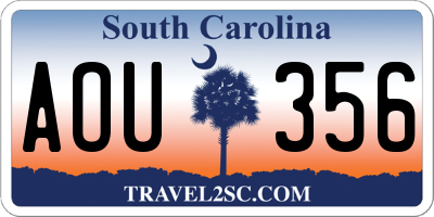 SC license plate AOU356