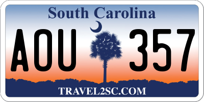 SC license plate AOU357