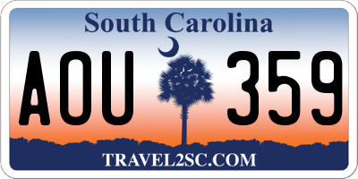 SC license plate AOU359