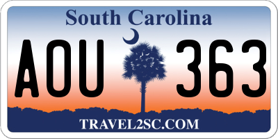 SC license plate AOU363