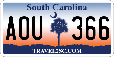SC license plate AOU366