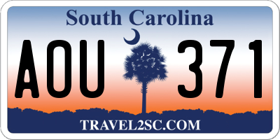 SC license plate AOU371