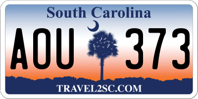 SC license plate AOU373