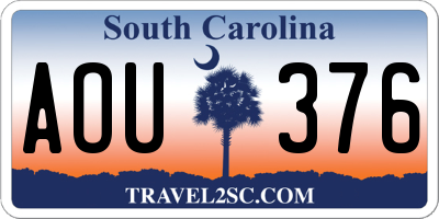 SC license plate AOU376