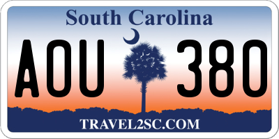 SC license plate AOU380
